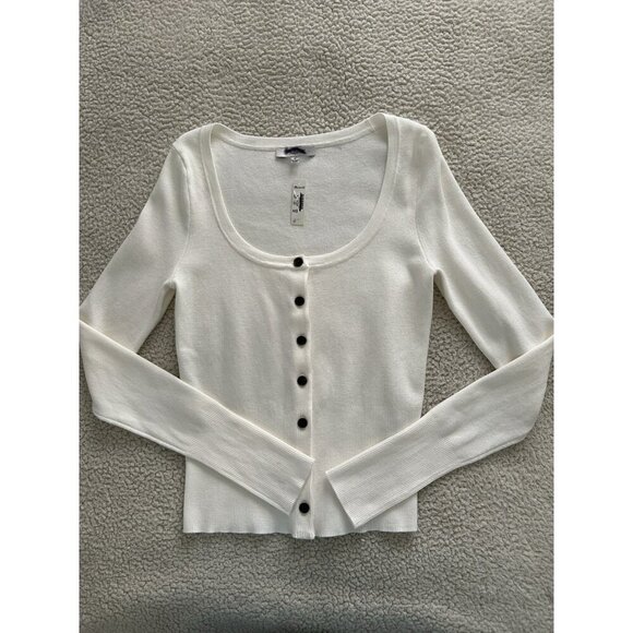 Madewell $98 The Signature Knit Scoopneck Cardigan Winter White Size M NT609 - Picture 4 of 12